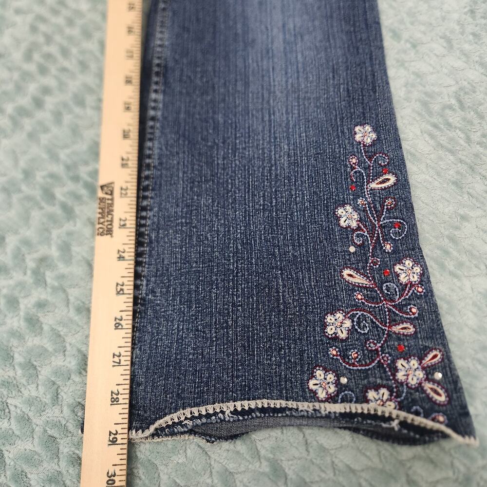 Arizona Jeans Distressed Y2K Flare Floral Embroidery READ SIZE 10/12 Girls 18.5 - Picture 11 of 12